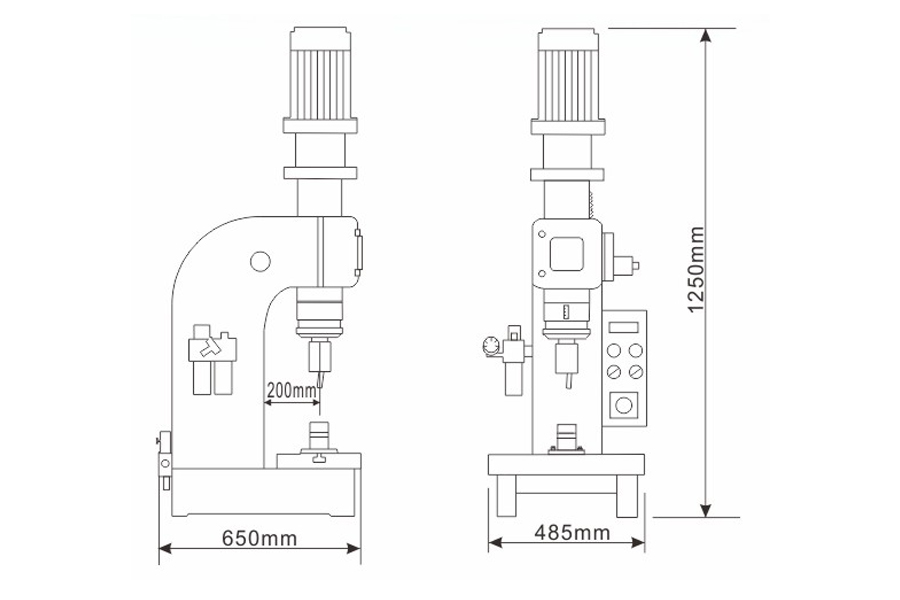 普通型氣壓鉚接機結構尺寸