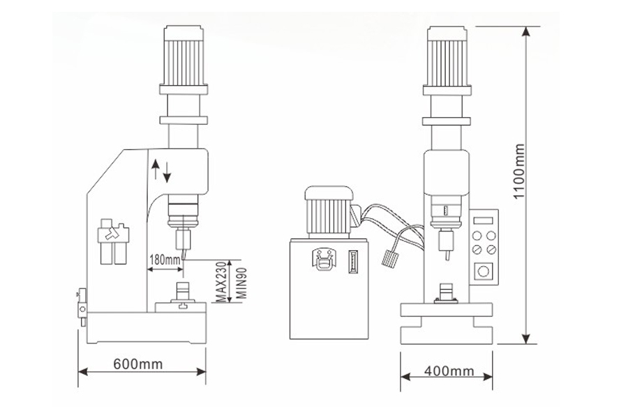 臺式液壓鉚接機結構尺寸